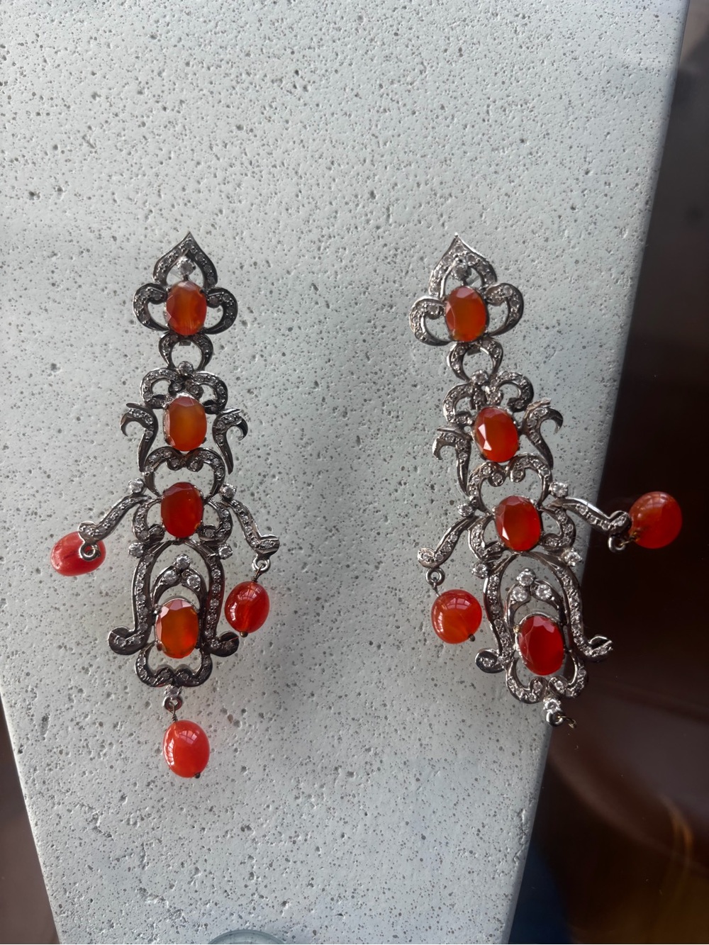 Elegant Red Crystal Drop Chandelier Earrings - Women Jewelry